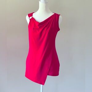 White House Black Market Orange Red Asymmetrical Sleeveless Top Size XXS